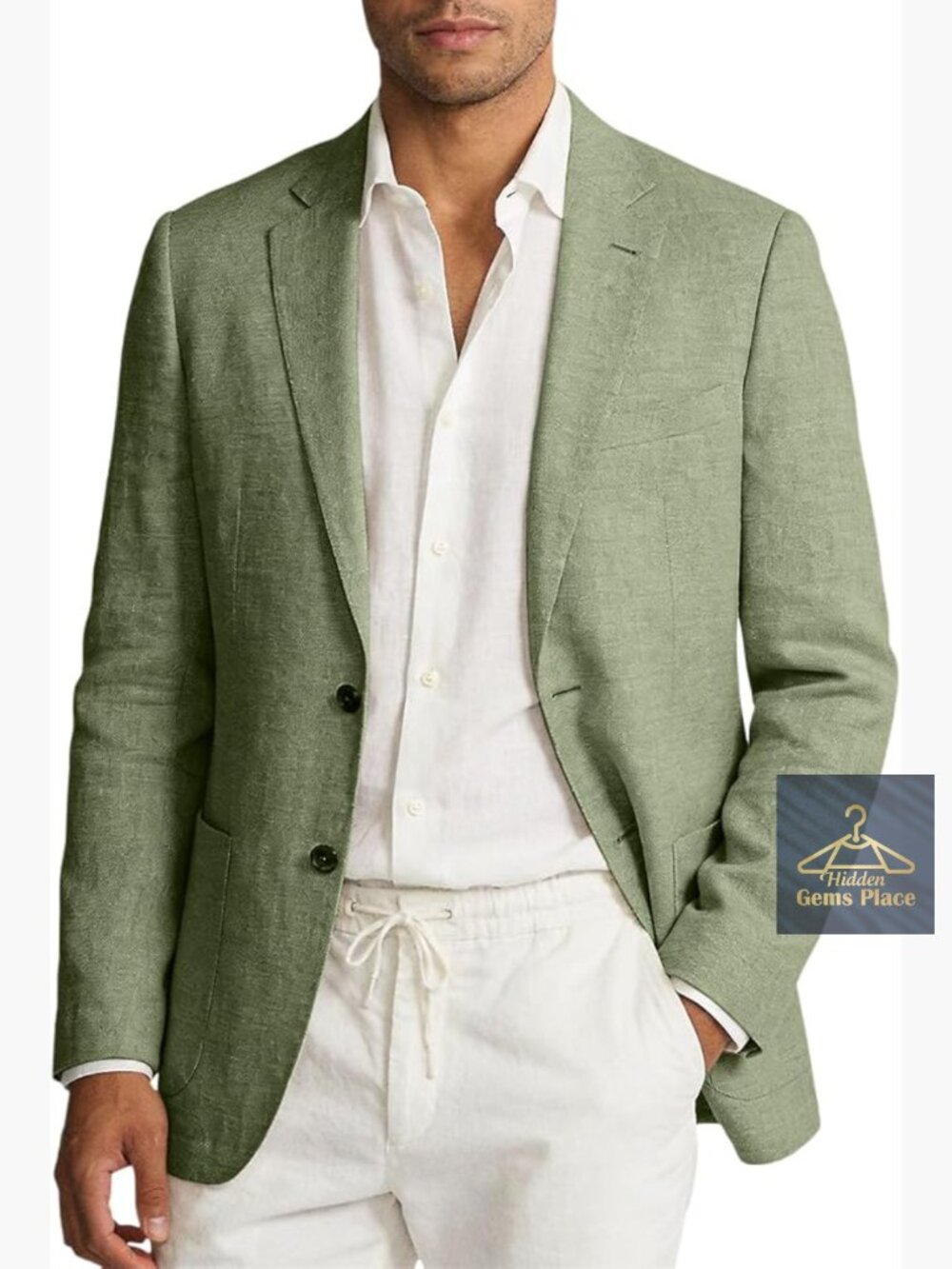 Men's Linen Blazer 2 Button Lightweight Sport Coat Summer Wedding Groom Prom
